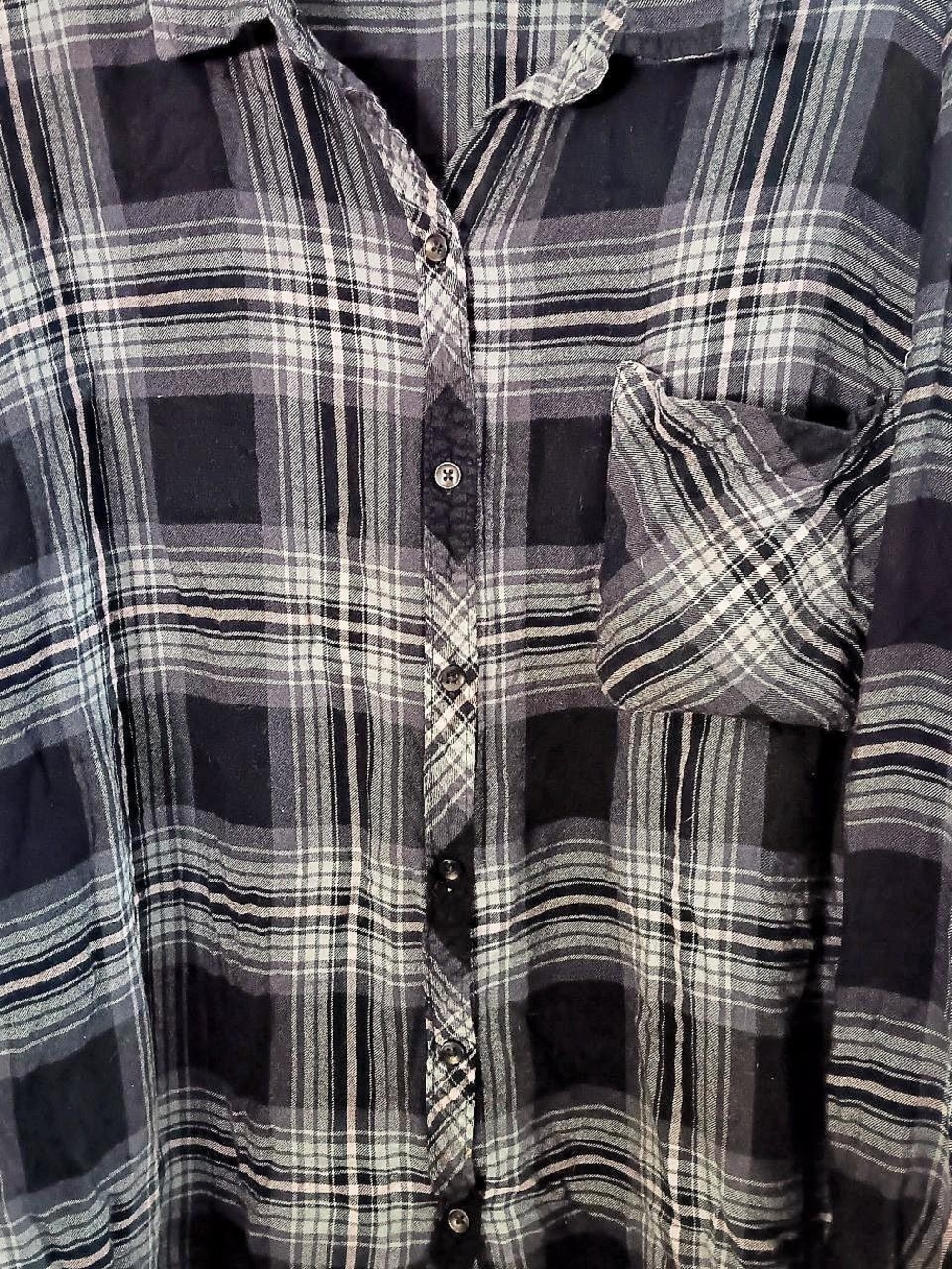 Terra & Sky Navy and Light Blue Plaid Shirt - Picture 2 of 6